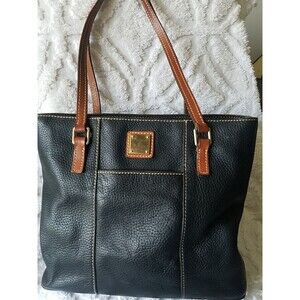 Dooney & Bourke Black Lexington Pebbled Leather  Shopper Tote Bag vgc